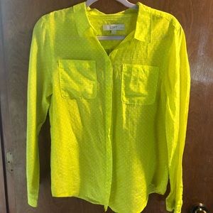 LOFT yellow/green button down top